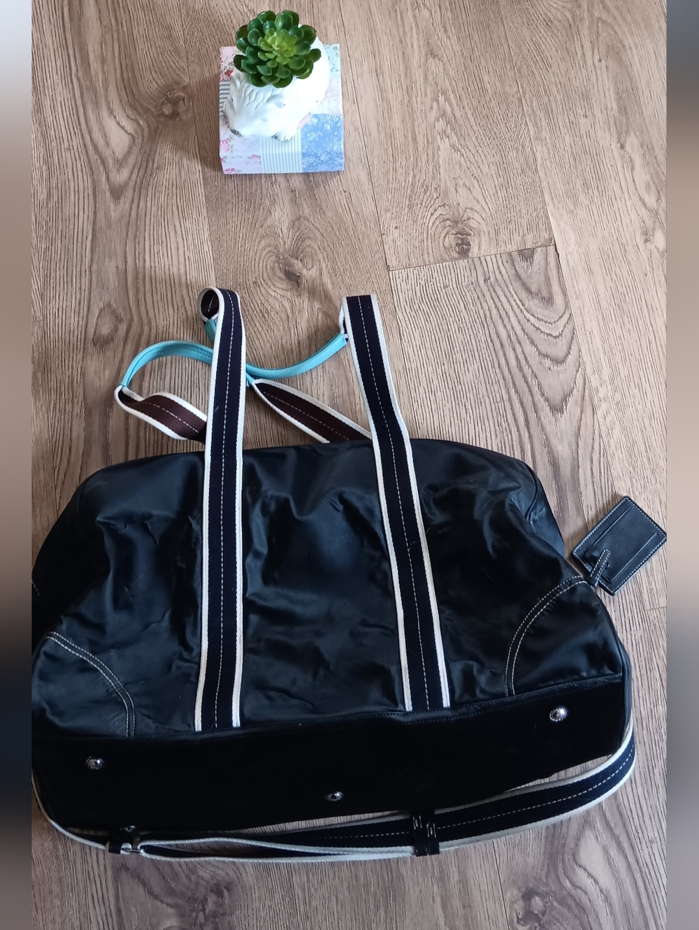 Coach  Black, Brown & Blue Extra Large Hampton Duffle Travel Bag ⚘️ - Picture 13 of 15
